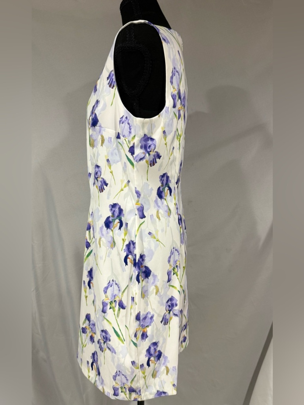 Alyx White Midi Dress with Lavender Iris Print - Picture 3 of 7